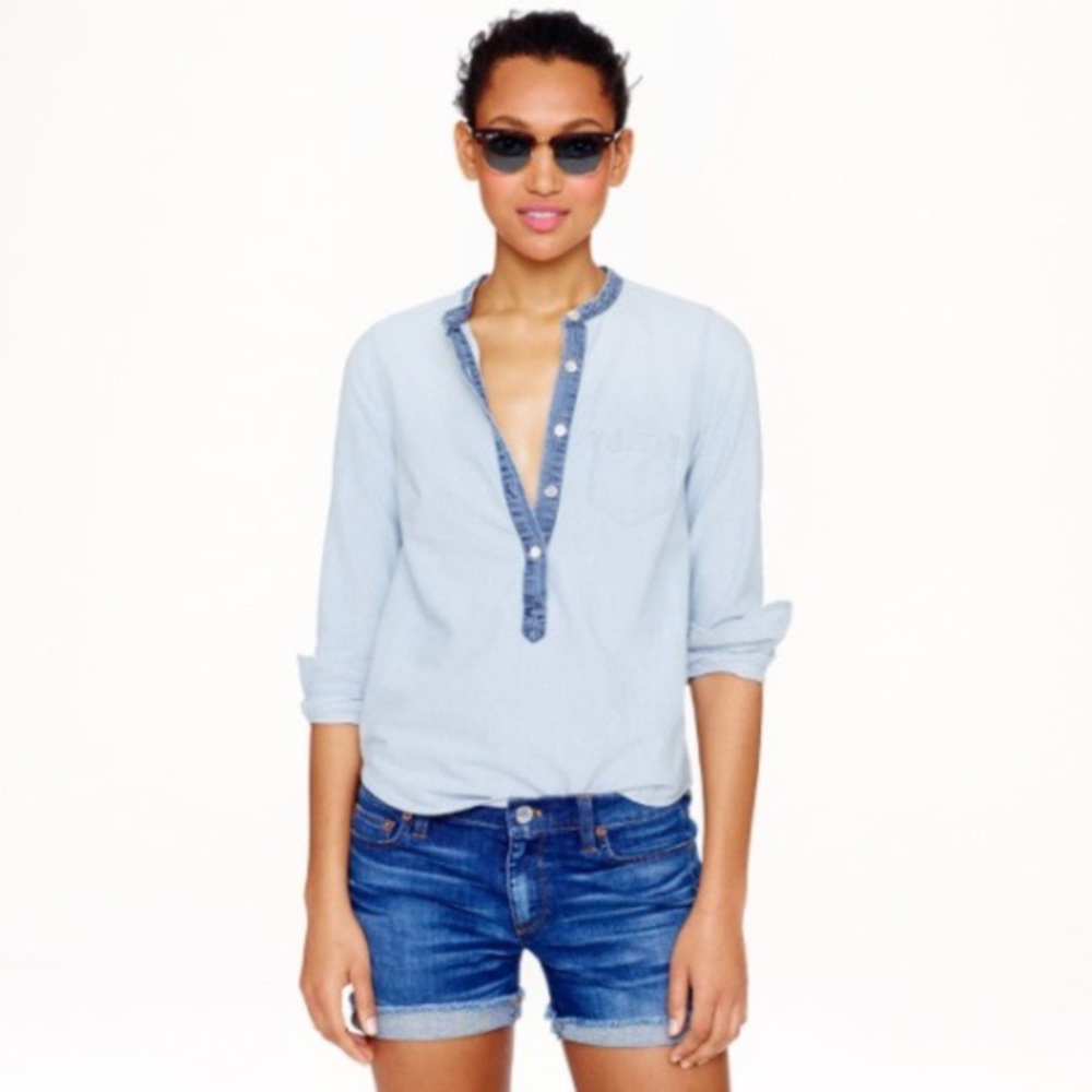 J.Crew two toned denim button blouse